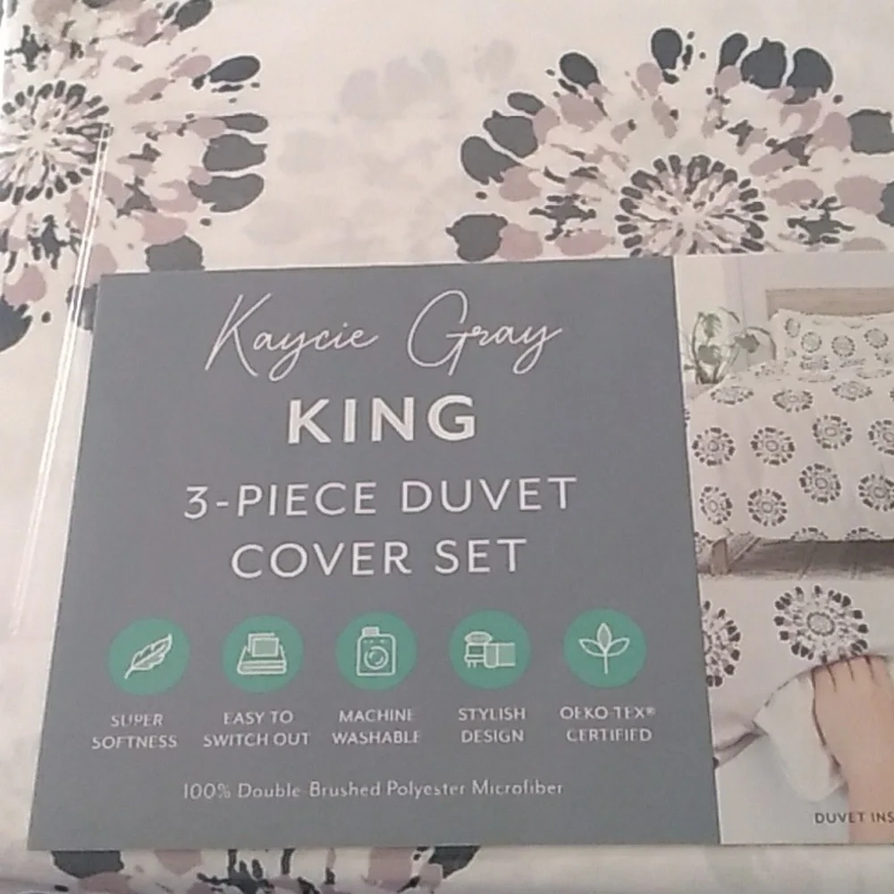Kaycie Gray Fashion Premium Ultra Soft 3PC Duvet Cover Set